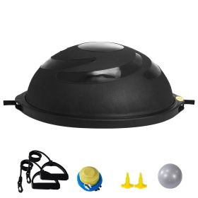 Half Exercise Ball Trainer, 26 inch Balance Ball Trainer, 1500lbs Capacity Stability Ball, Yoga Ball with Resistance Bands & Foot Pump (Color: Black, Top Non-Slip Texture: Crescent Pattern)